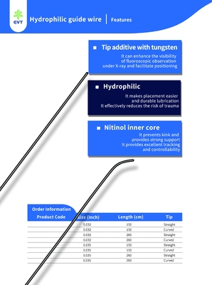 High Accuracy Hydrophilic Guidewire Hydrophilic Intervention Wire Dual Tip Radiopaque