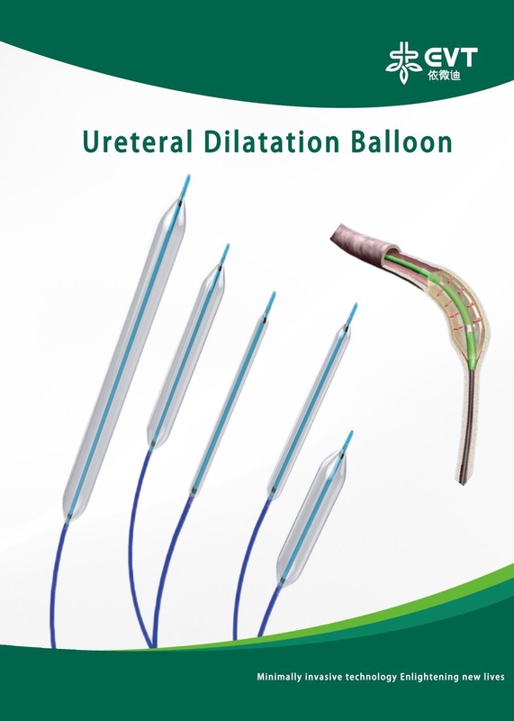 Hydrophilic Ureteral Dilatation Balloon Low Friction Insertion Via URL With Pressure Gauge Inflation Device