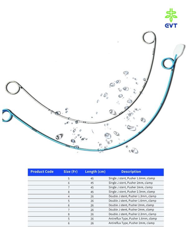 Medical Ureteral Stent Set Single J Double J Catheter With Hydrophilic Coating