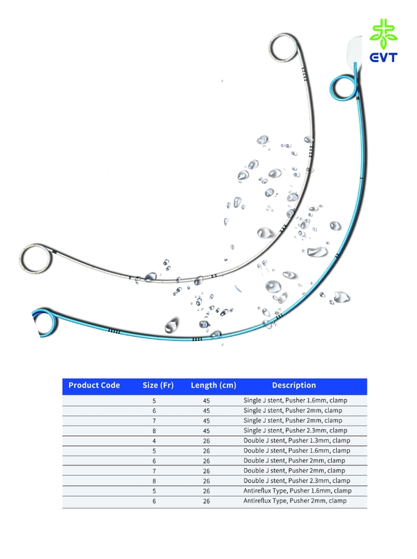 Antireflux Valve Double J Ureteral Stent Hydrophilic Surface Double J Catheter Increased Inner Lumen